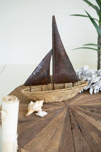 Seagrass Boat with Rustic Hand Hammered Sail