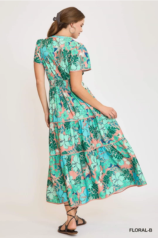 Abstract Floral Dress - Plus