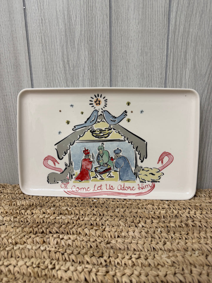 Oh Come Let Us Adore Him Nativity Tray