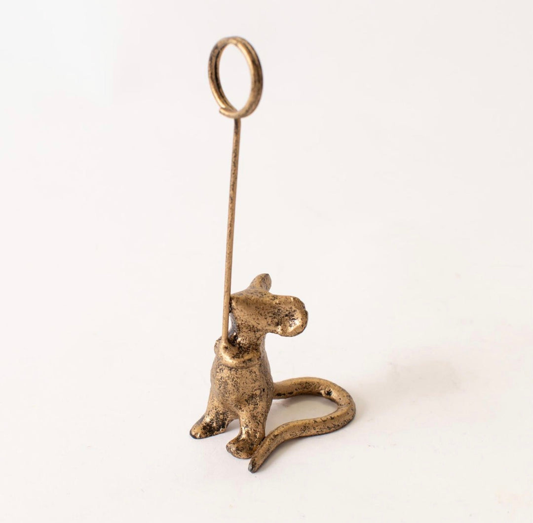Antique Gold Mouse Place Card Holder