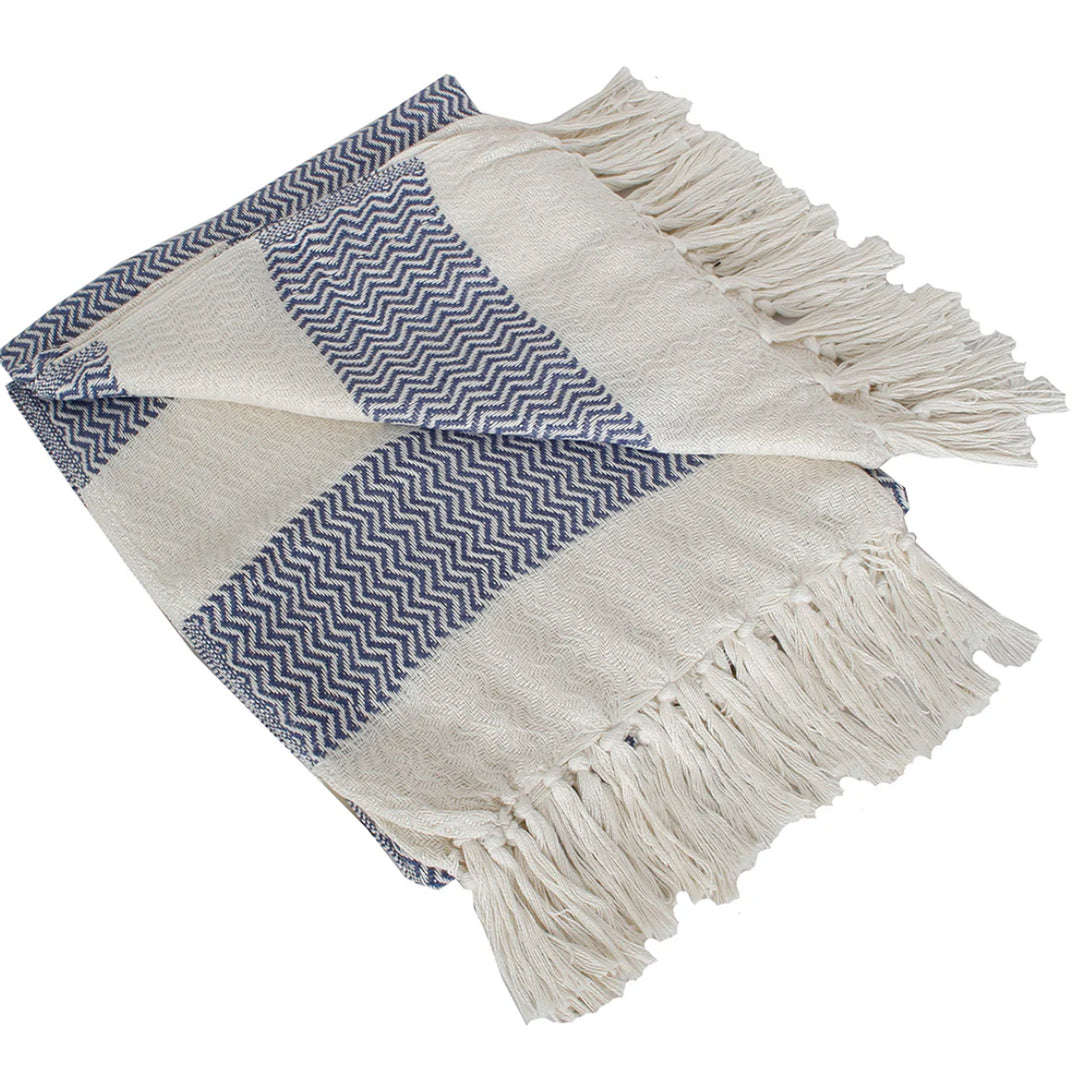 Woven Fringe Throw Blanket Indoor/Outdoor