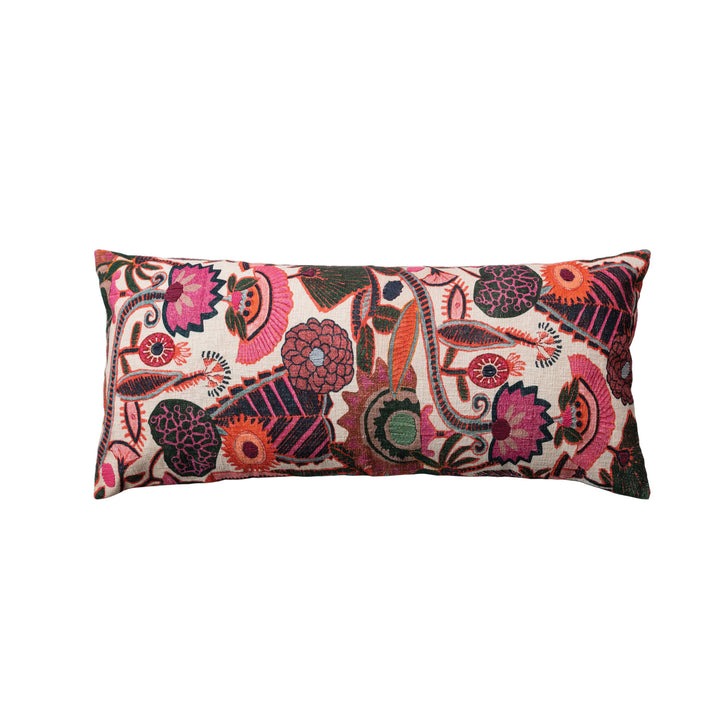 Boho Garden Cotton Slub Lumbar Pillow