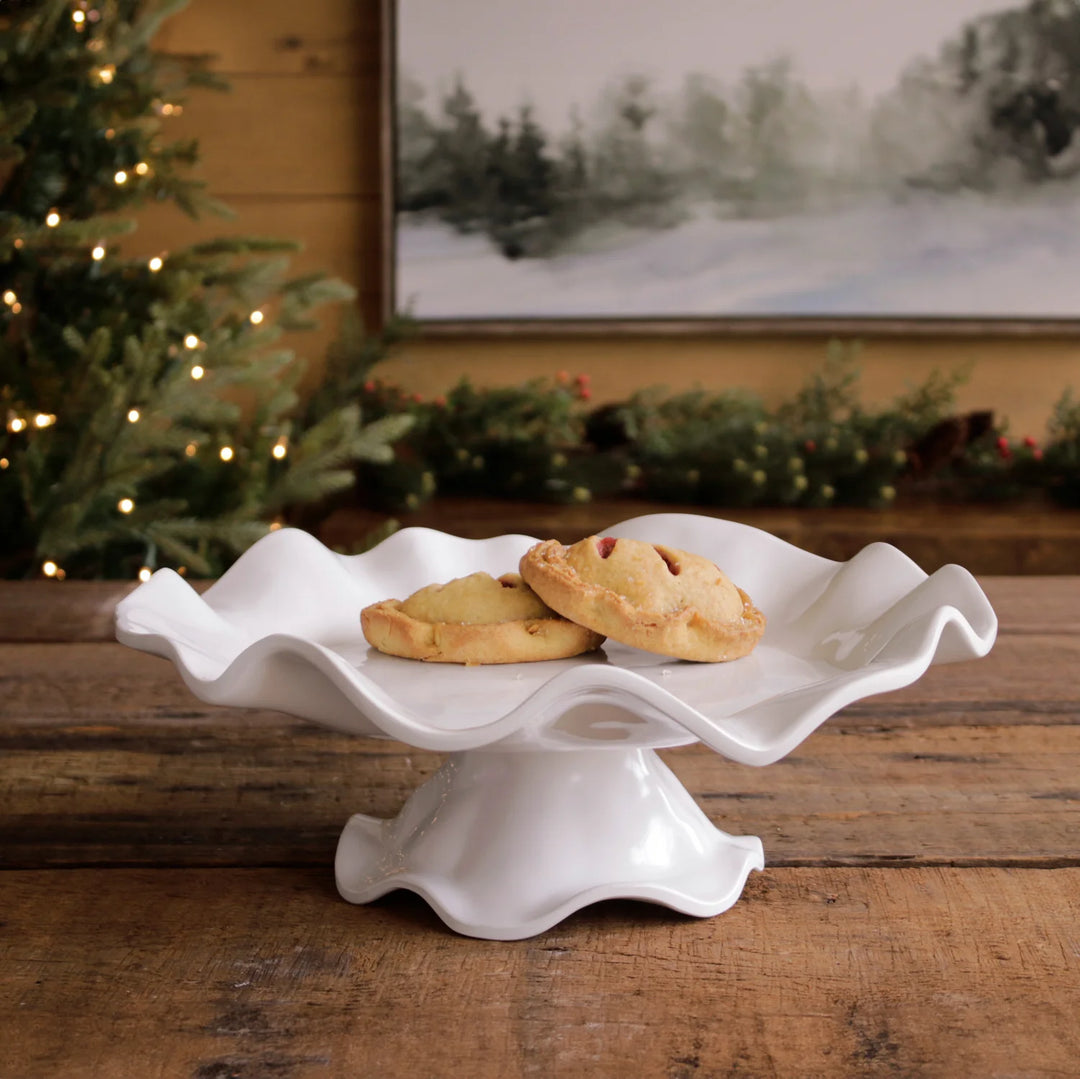 Havana White Cake Plate with Pedestal