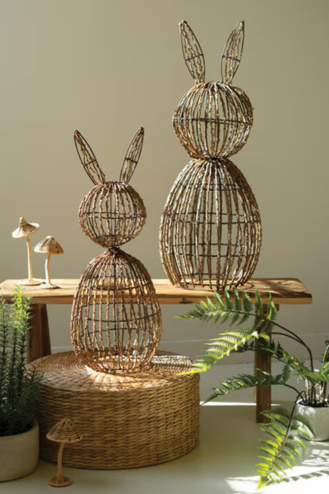 Twig & Iron Bunny Sculptures