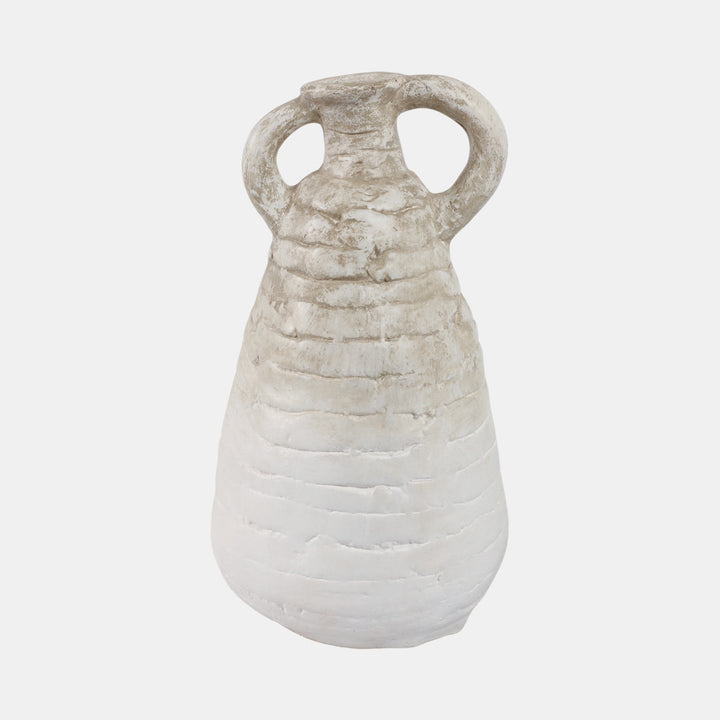 Textured Handled Stoneware Vase