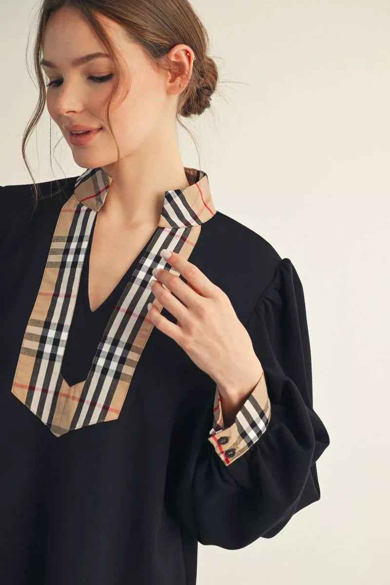 Kensington Check Trim Blouse