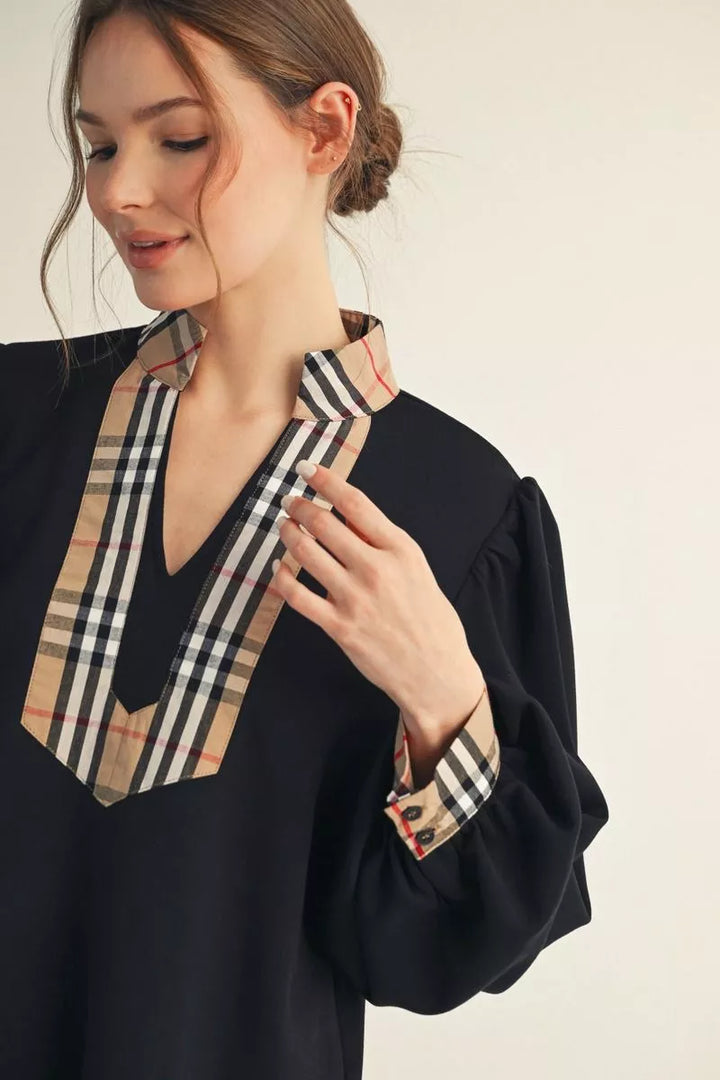 Kensington Check Trim Blouse