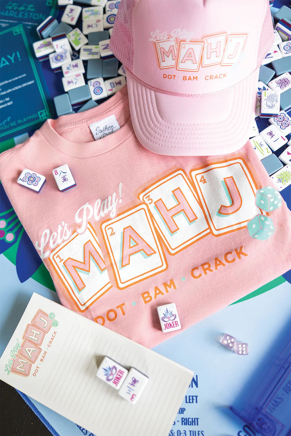 Let’s Play Mahj Graphic Tee – Pink