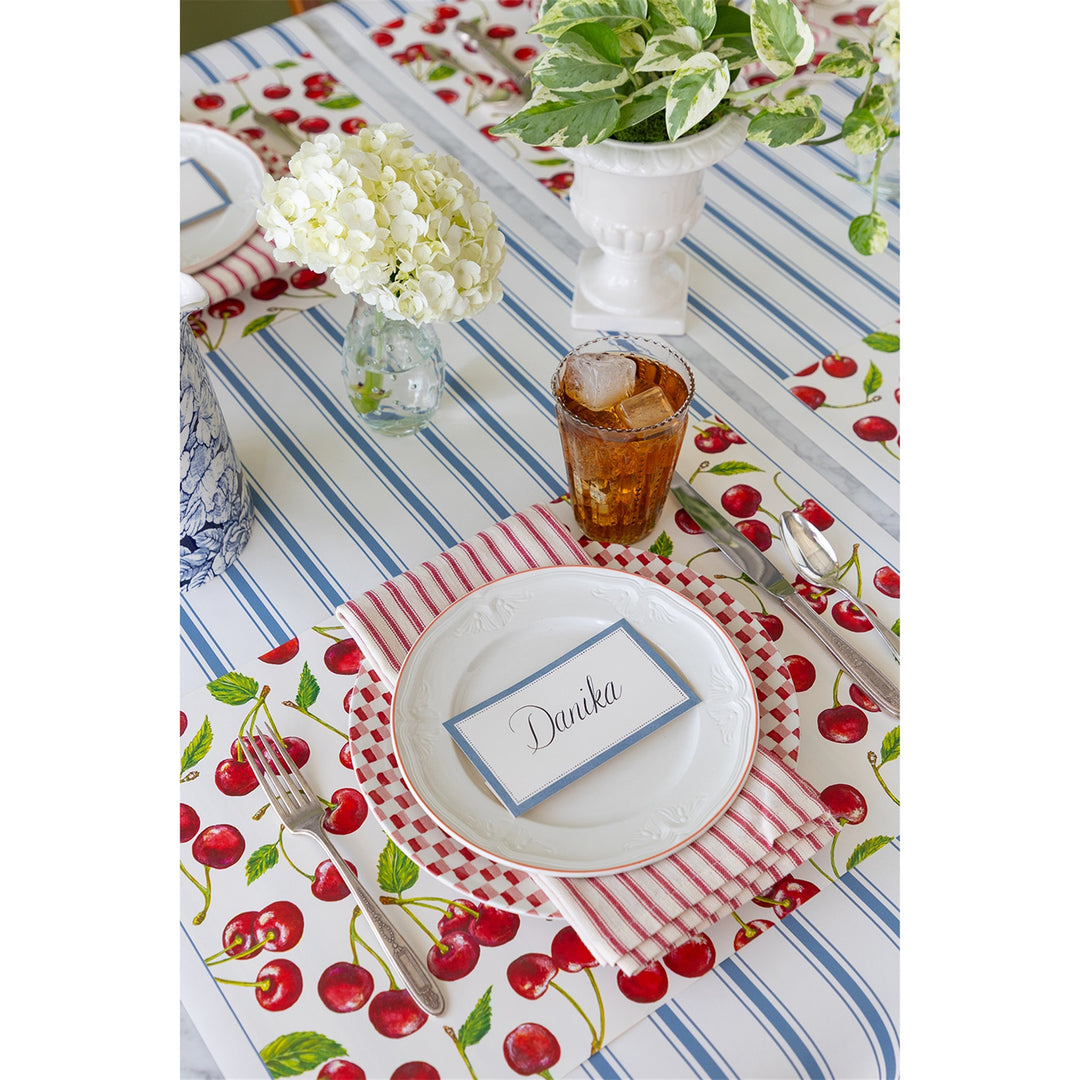 Classic Blue Stripe Paper Table Runner