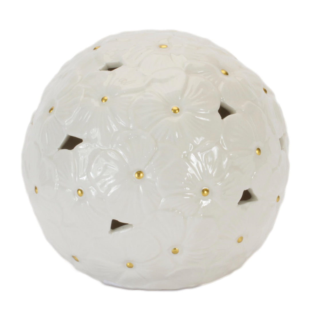 Golden Blossom Ceramic Glow Orb