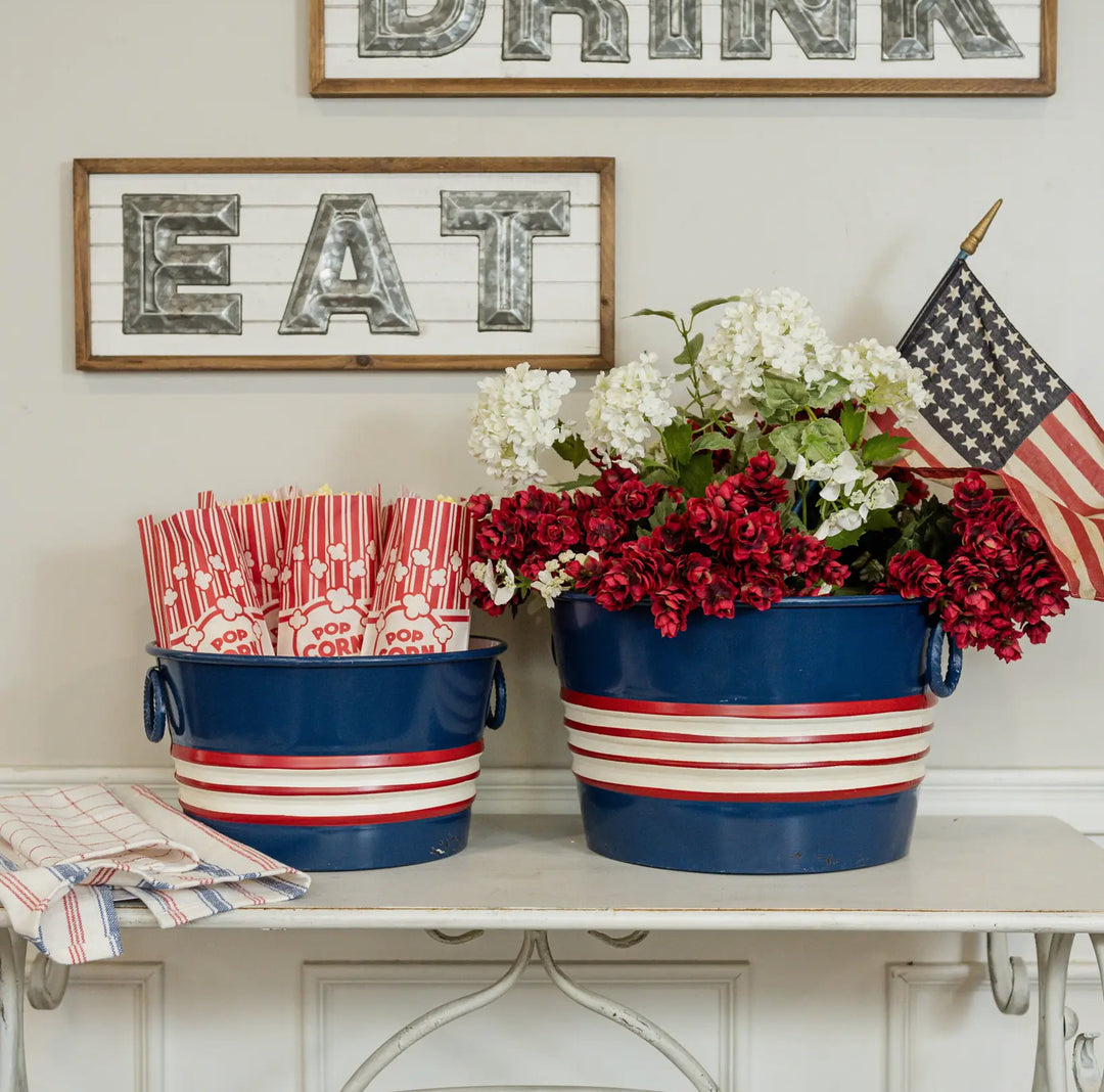 Americana Stripe Metal Buckets