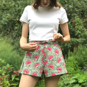 Liberty Lounge Shorts Jaipur Green & Pink