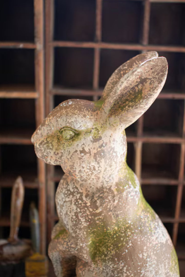 Mossy Meadow Rabbit Statue - Faux Concrete