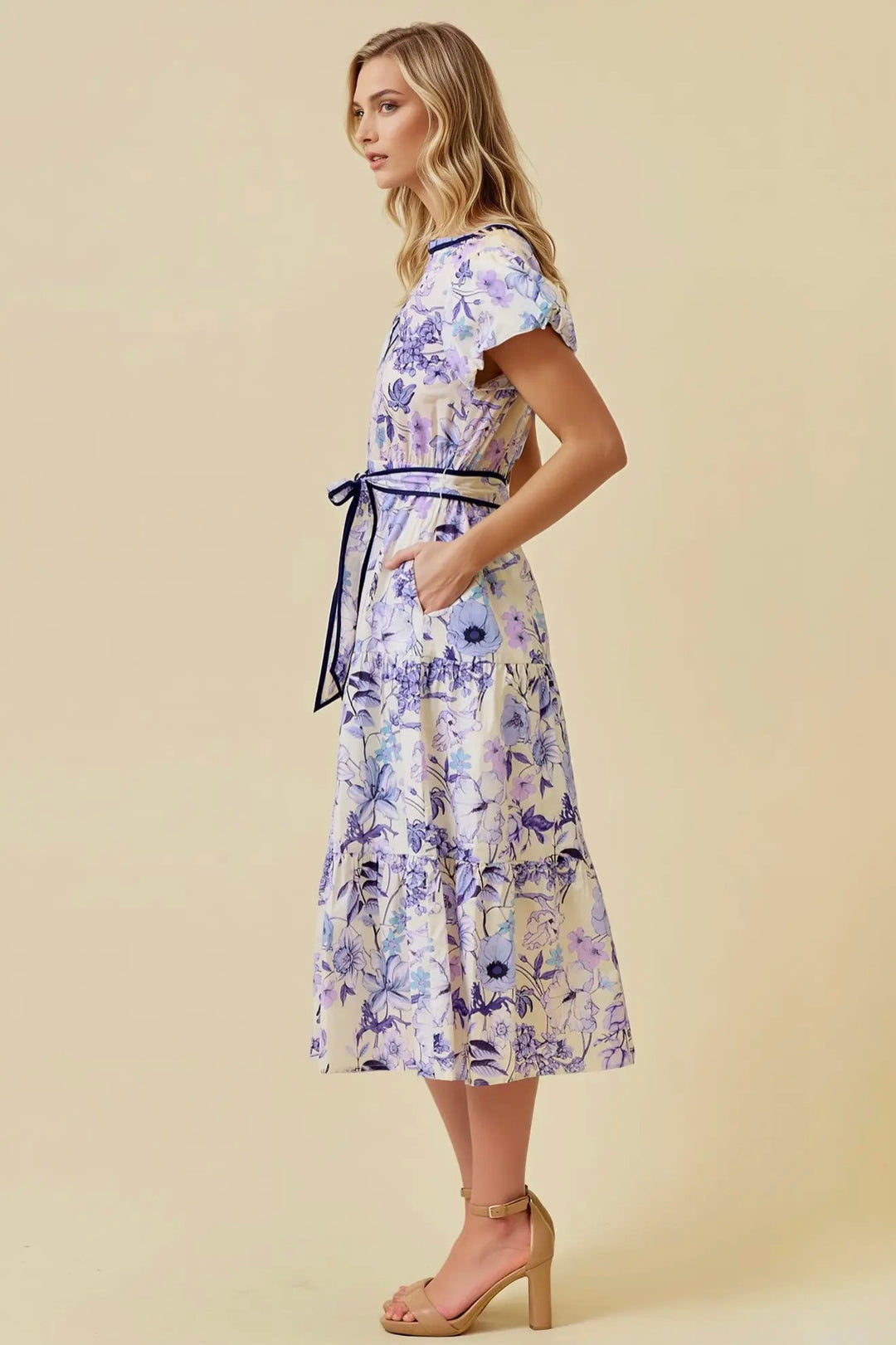 Lavender Garden Stroll Midi Dress