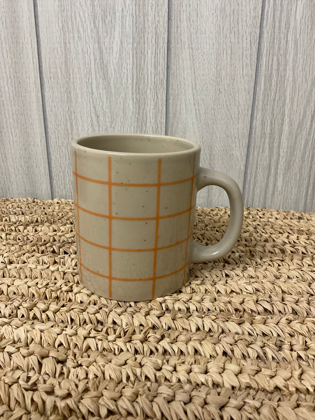 Hand-Painted Plaid & Stripe Stoneware Mugs