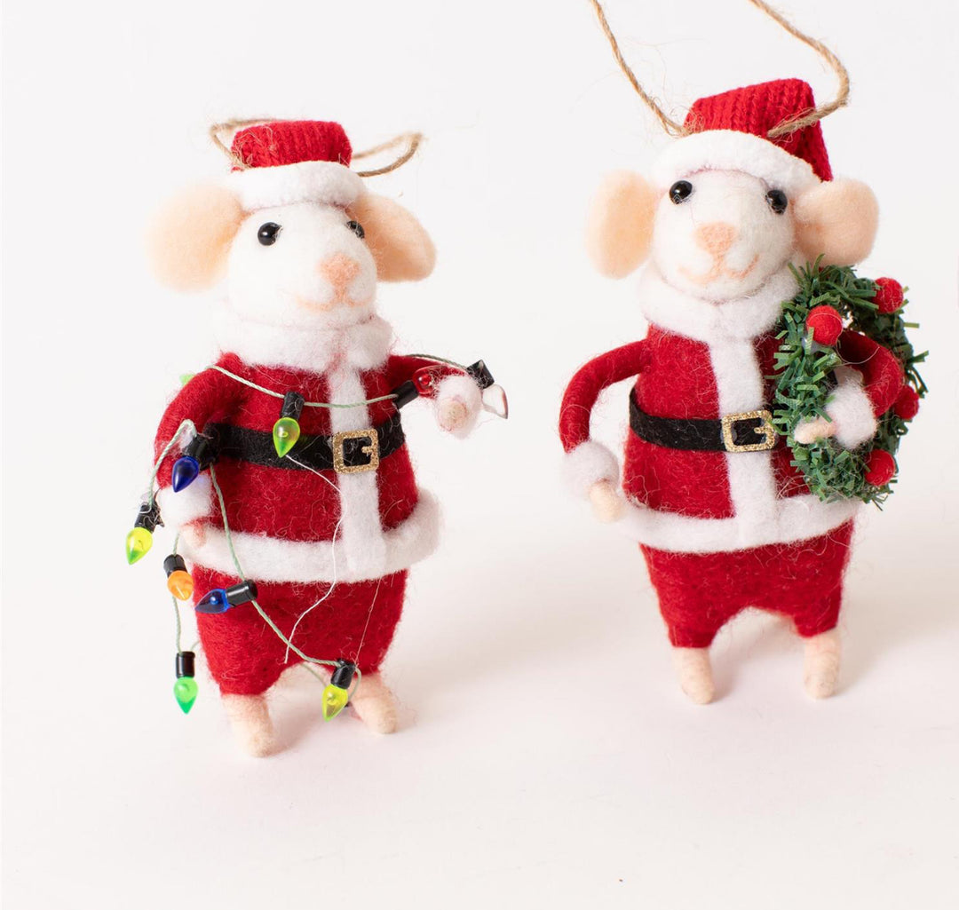 Santa Mouse Christmas Ornaments