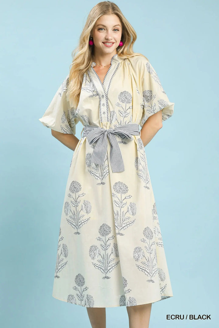 Maribel Botanical Midi Dress