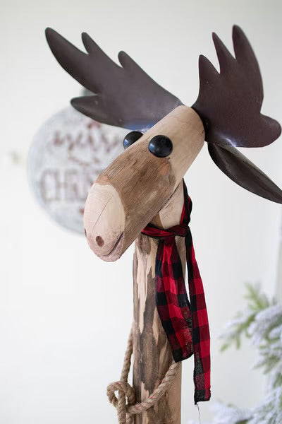 Recycled Metal and Wood Moose
