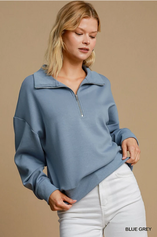 Blue Quarter Zip Top