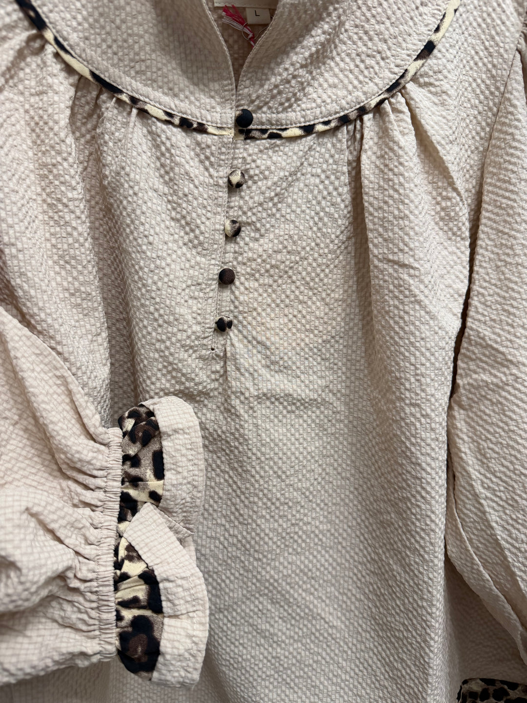 Leopard Trim Taupe Top