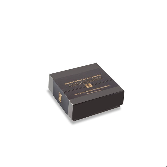 Bourbon Smoked Sea Salt Caramels – 4 Piece Chocolate Box