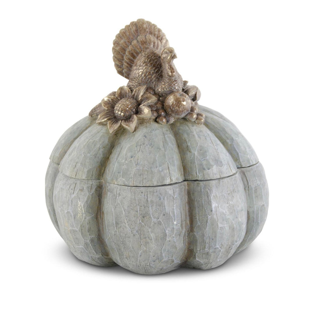 Gilded Turkey Pumpkin Container