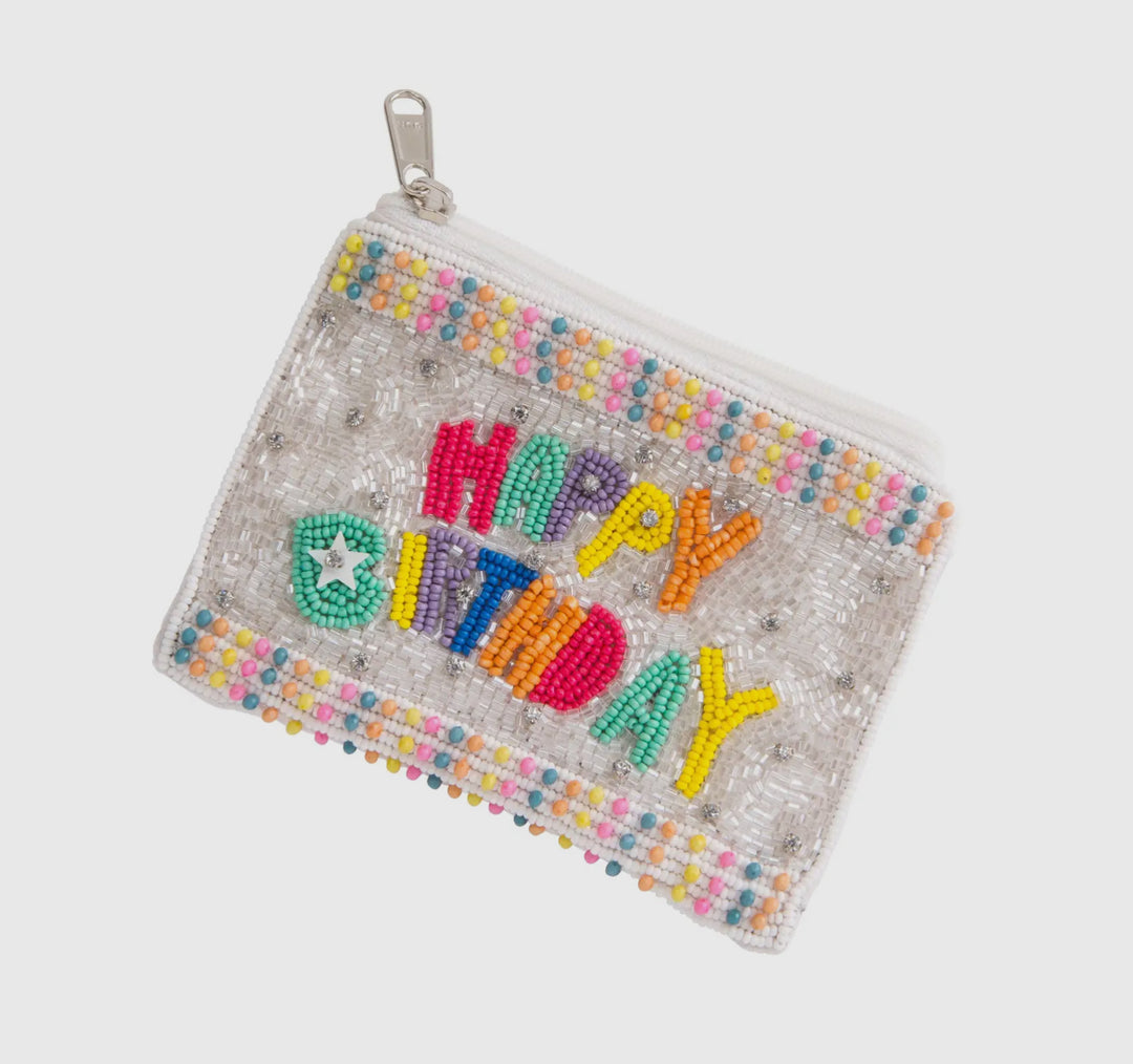 Beaded “Happy Birthday” Coin Pouch