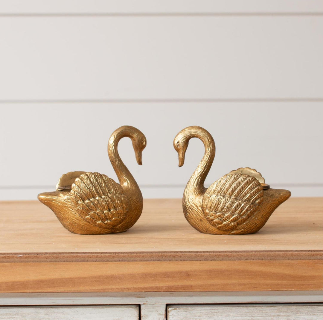 Gold Swan Taper Candle Holder