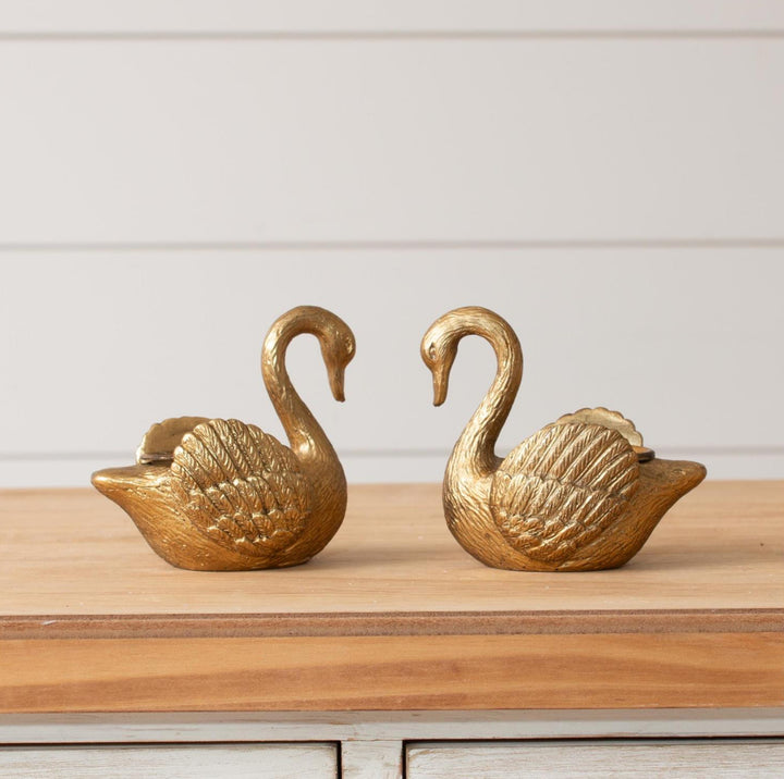 Gold Swan Taper Candle Holder