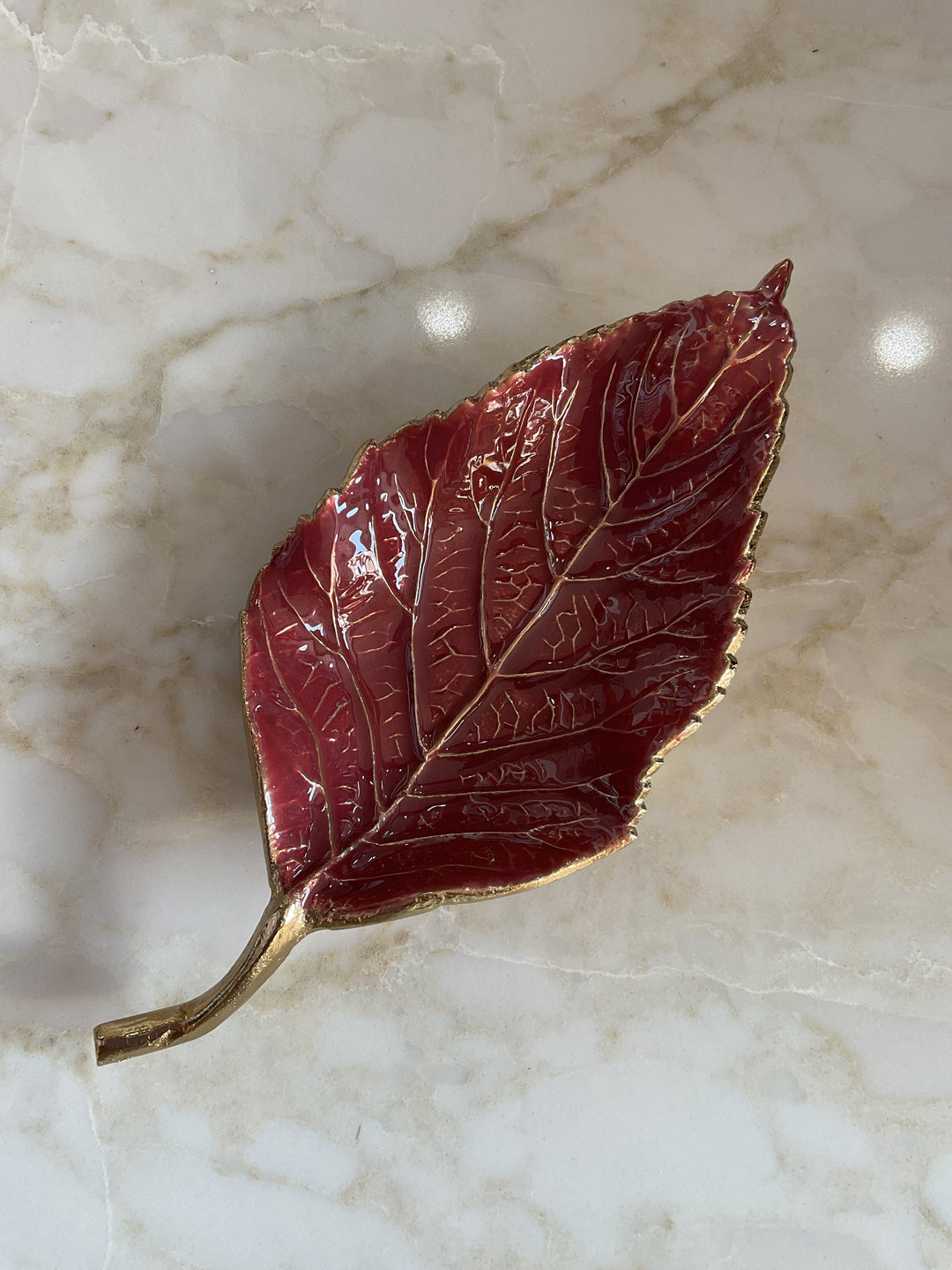Enamel Leaf Trinket Dish