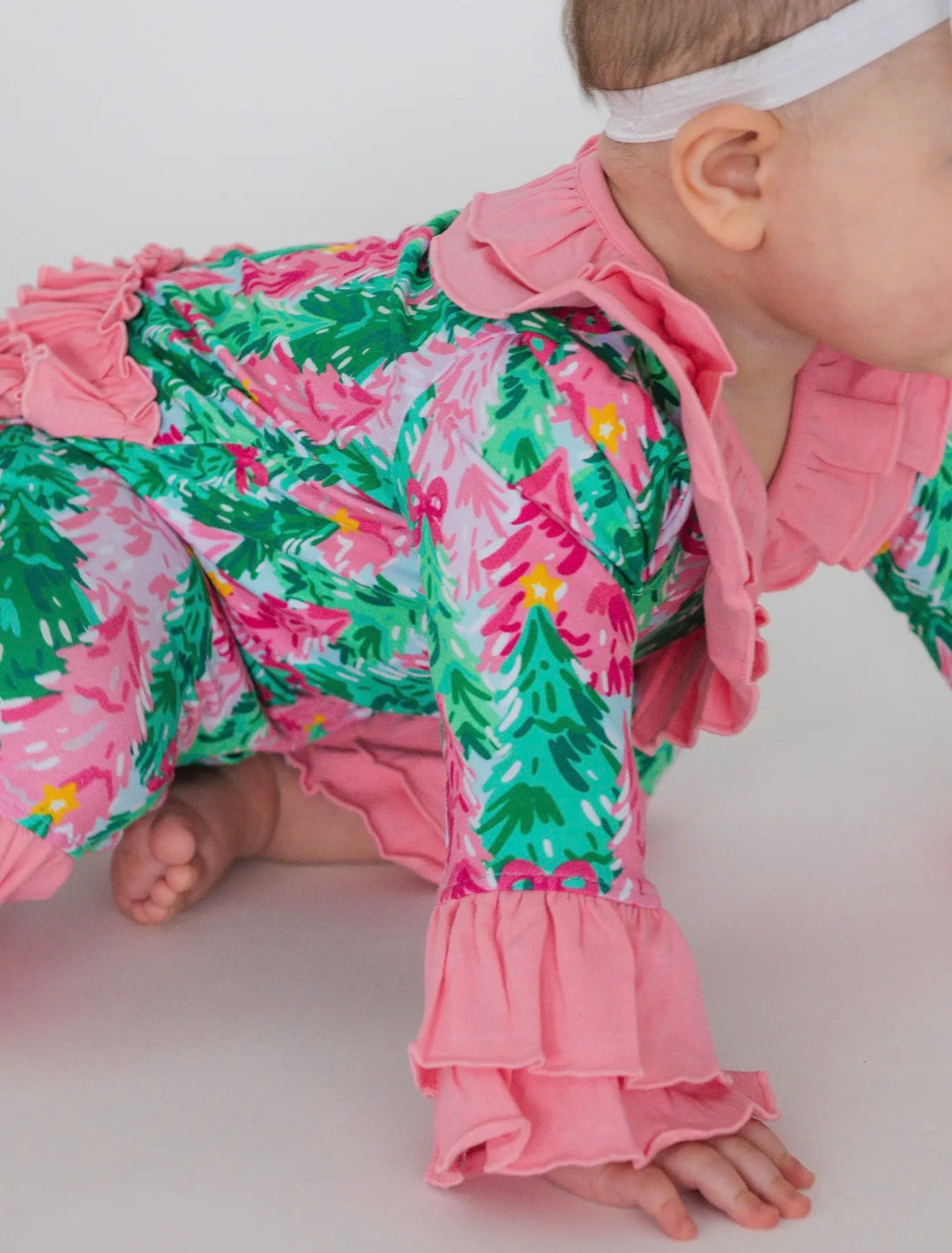 Candy Cane Forest Ruffle Romper