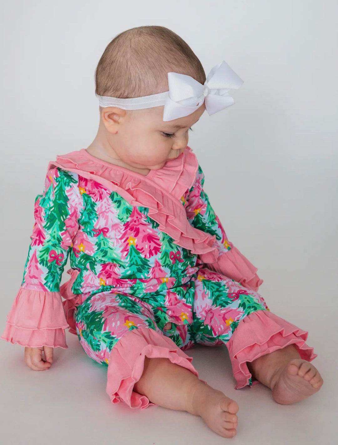 Candy Cane Forest Ruffle Romper