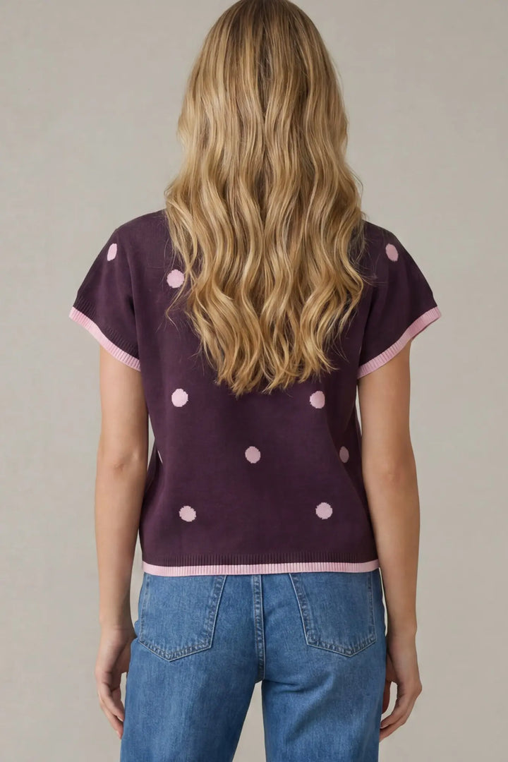 Plum Pretty Polka Dot Sweater