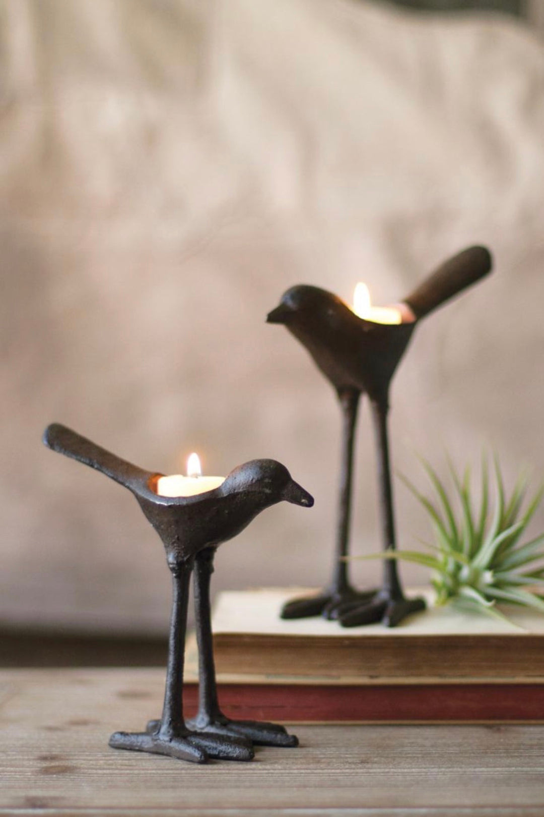 Perched Bird Cast Iron Tealight Holders