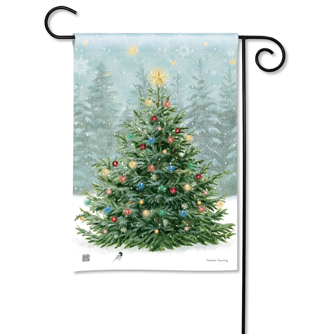 Snowfall Christmas Tree Garden Flag