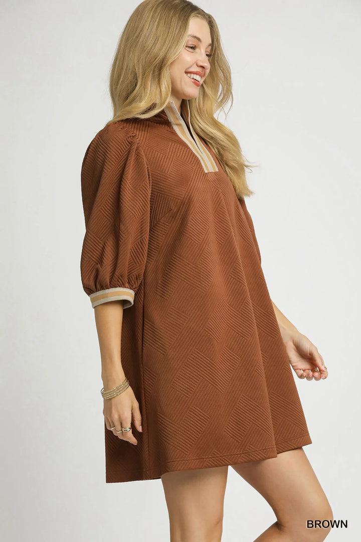 Piper Puff-Sleeve Dress – Brown