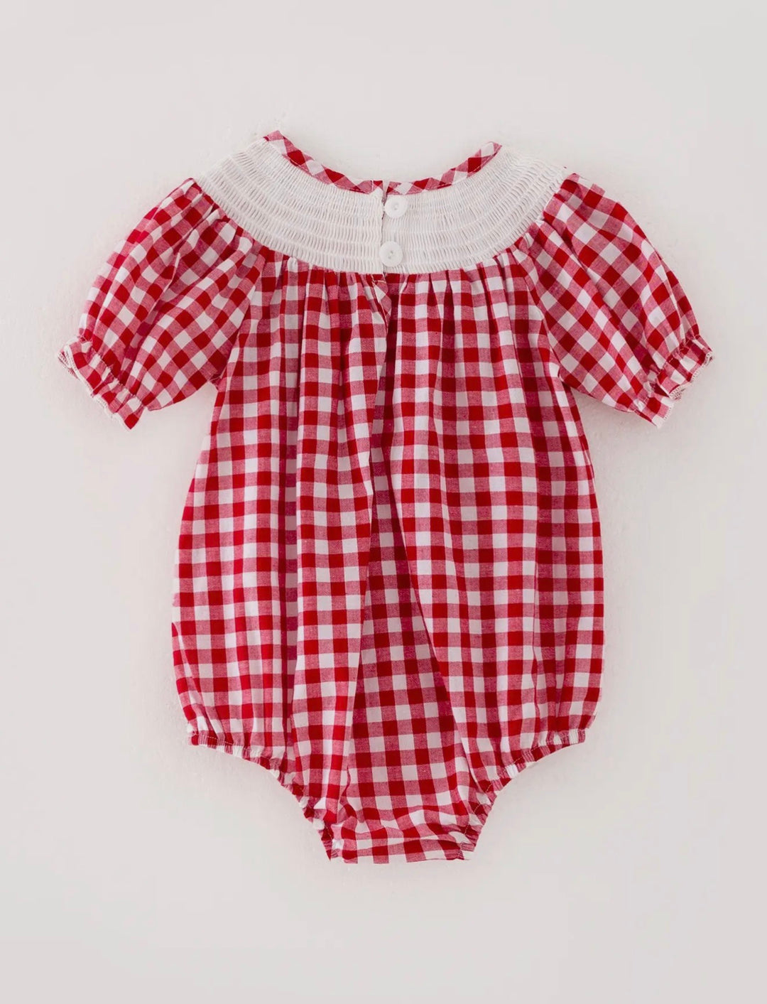 Merry Little Gingham Smocked Bubble