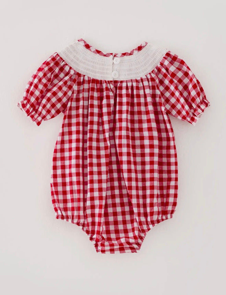Merry Little Gingham Smocked Bubble