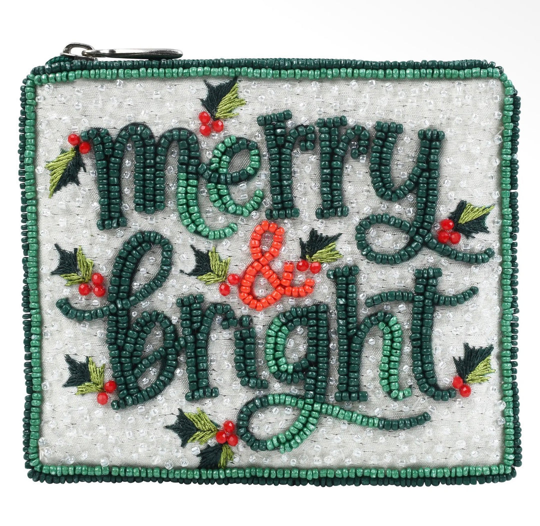 Merry & Bright Beaded Zipper Pouch