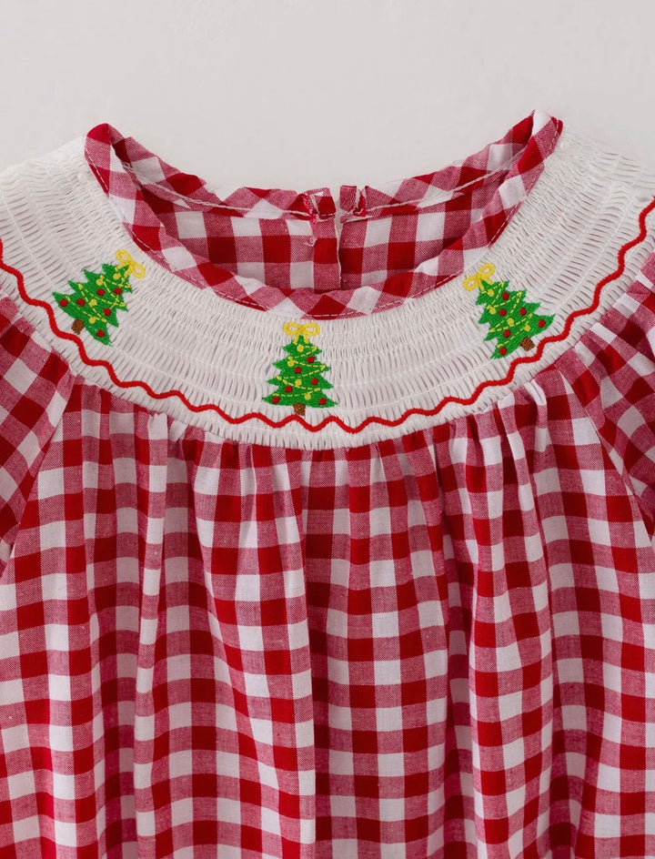 Merry Little Gingham Smocked Bubble
