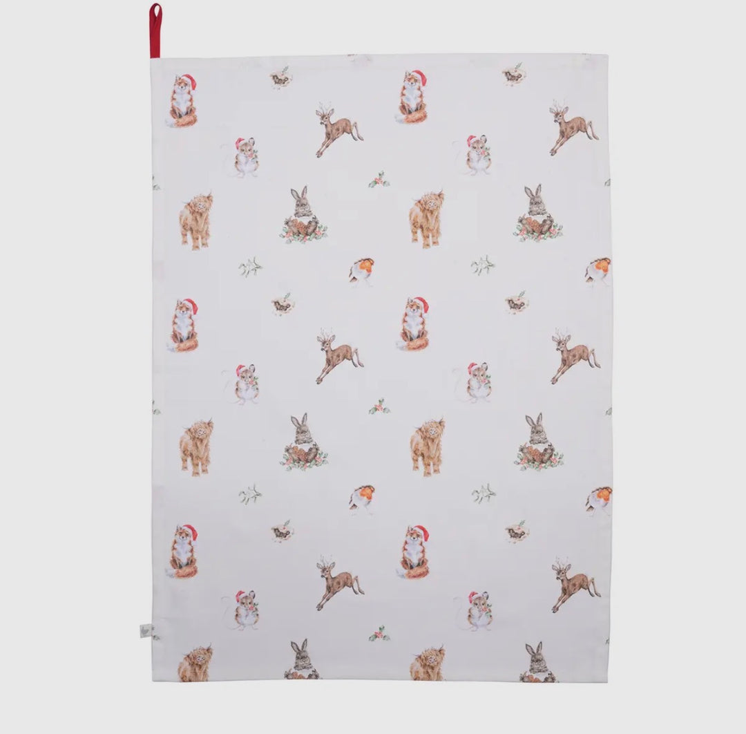 Woodland Christmas Tea Towel