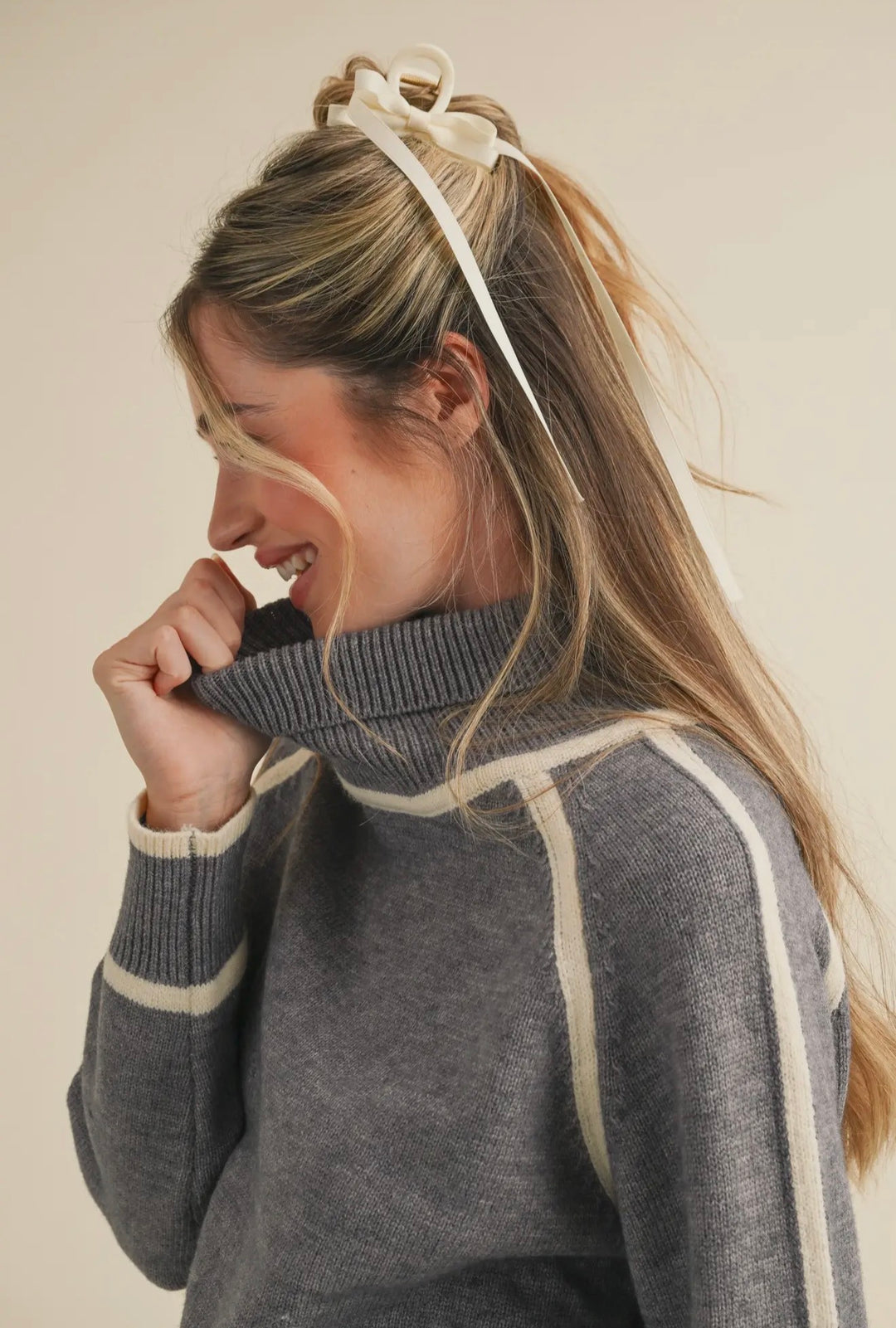 Harbor Line Mock Neck Sweater