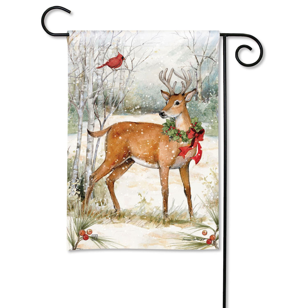 Woodland Christmas Deer Garden Flag