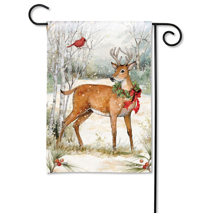 Woodland Christmas Deer Garden Flag