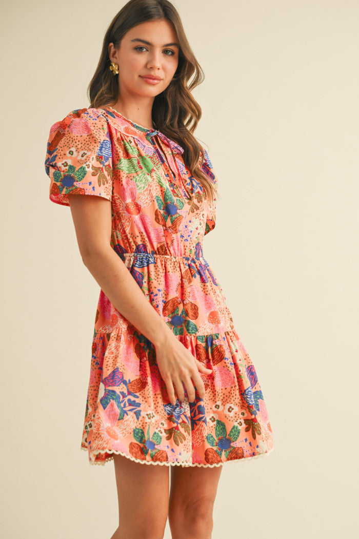 Multi Flower Print Dress