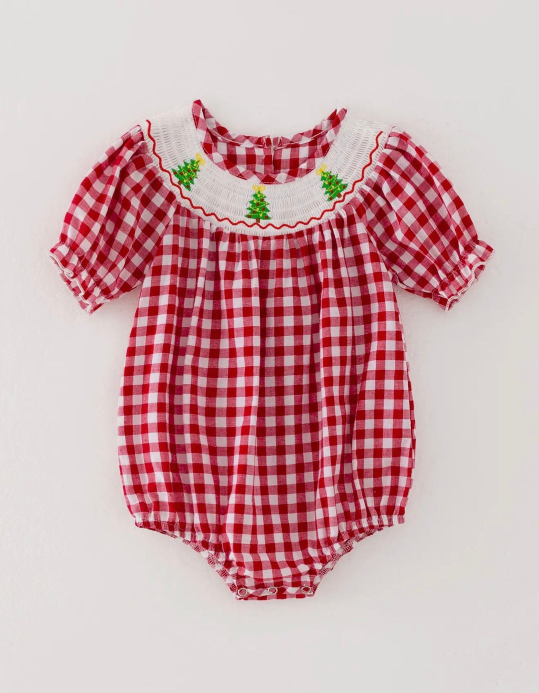 Merry Little Gingham Smocked Bubble