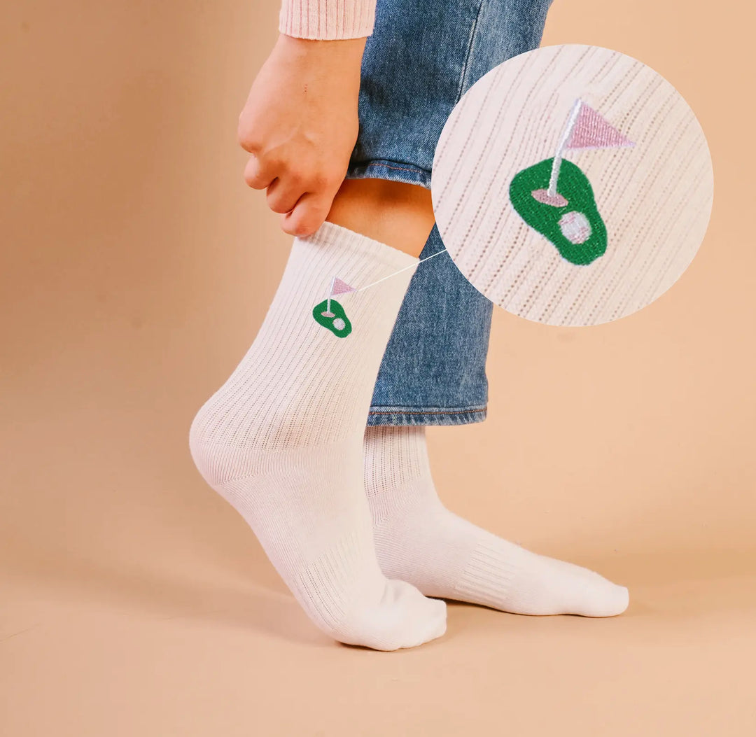Embroidered Golf Crew Socks