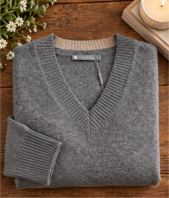 The Heathered Cashmere V-Neck Sweater