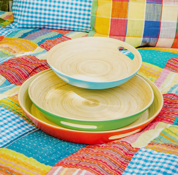 Color Pop Bamboo Serving Tray Set