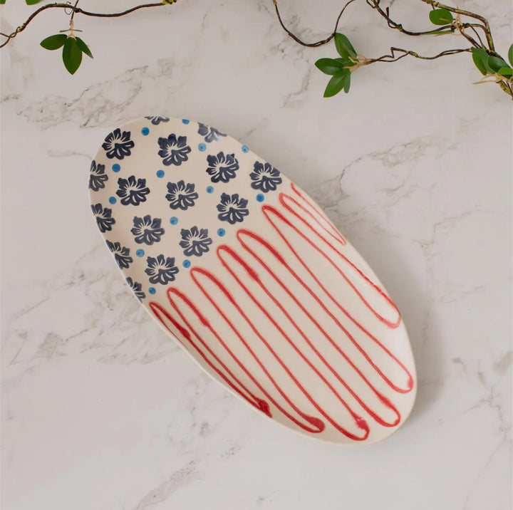 Americana Folk Art Serving Platter